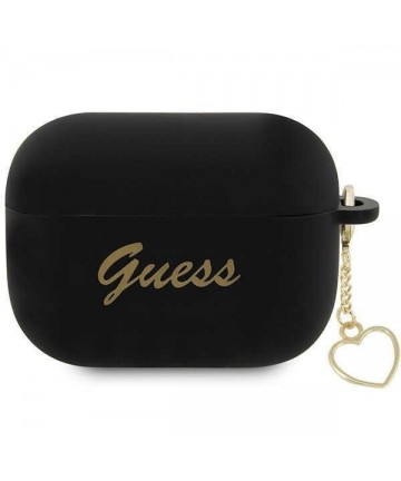 Guess GUAP2LSCHSK AirPods Pro 2 cover black/black Silicone Charm Heart Collection