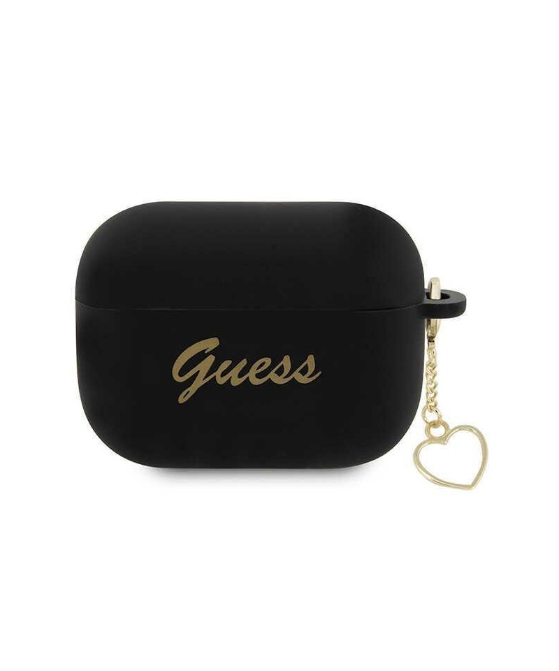 Guess GUAP2LSCHSK AirPods Pro 2 cover black/black Silicone Charm Heart Collection