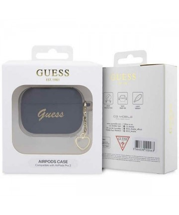 Guess GUAP2LSCHSK AirPods Pro 2 cover black/black Silicone Charm Heart Collection