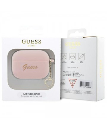 Guess GUAP2LSCHSP AirPods Pro 2 cover pink/pink Silicone Charm Heart Collection