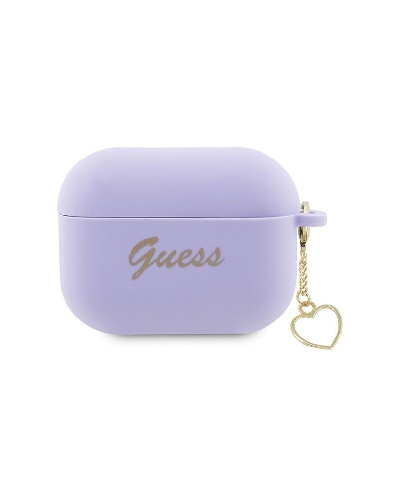 Guess GUAP2LSCHSU AirPods Pro 2 cover purple/purple Silicone Charm Heart Collection