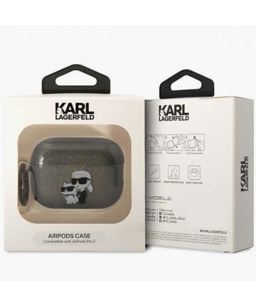 Karl Lagerfeld KLAP2HNKCTGK Airpods Pro 2 cover black/black Gliter Karl&Choupette