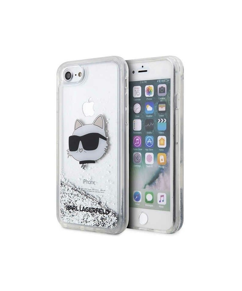 Karl Lagerfeld KLHCI8LNHCCS iPhone 7/8/ SE 2020/2022 silver/silver hardcase Glitter Choupette Head