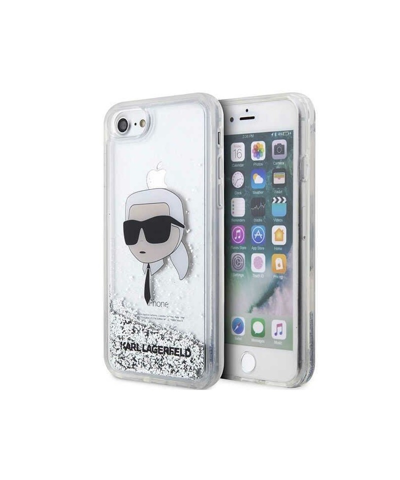 Karl Lagerfeld KLHCI8LNKHCH iPhone 7/8/ SE 2020/2022 silver/silver hardcase Glitter Karl Head