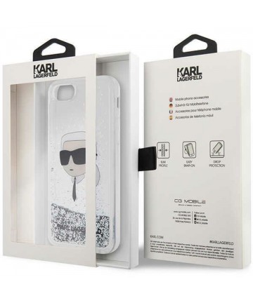 Karl Lagerfeld KLHCI8LNKHCH iPhone 7/8/ SE 2020/2022 silver/silver hardcase Glitter Karl Head