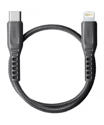 Uniq Flex Cable USB-C- Lightning 18W nylon 30cm grey/charcoal grey