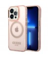 Guess GUHMP14XHTCMP iPhone 14 Pro Max 6.7" pink/pink hard case Gold Outline Translucent MagSafe