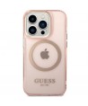 Guess GUHMP14XHTCMP iPhone 14 Pro Max 6.7" pink/pink hard case Gold Outline Translucent MagSafe