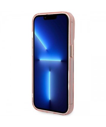 Guess GUHMP14XHTCMP iPhone 14 Pro Max 6.7" pink/pink hard case Gold Outline Translucent MagSafe