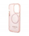 Guess GUHMP14XHTCMP iPhone 14 Pro Max 6.7" pink/pink hard case Gold Outline Translucent MagSafe