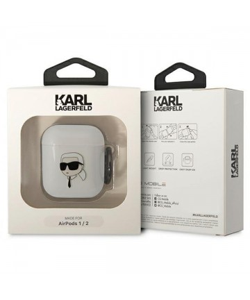 Karl Lagerfeld KLA2HNIKTCT AirPods 1/2 cover transparent Karl`s Head