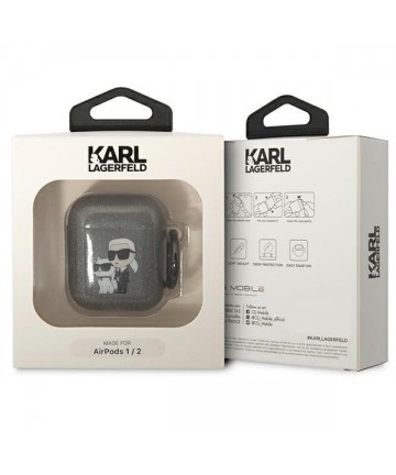 Karl Lagerfeld KLA2HNKCTGK Airpods 1/2 cover black/black Gliter Karl&Choupette