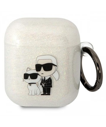 Karl Lagerfeld KLA2HNKCTGT Airpods 1/2 cover transparent Gliter Karl&Choupette