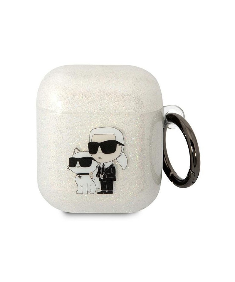 Karl Lagerfeld KLA2HNKCTGT Airpods 1/2 cover transparent Gliter Karl&Choupette