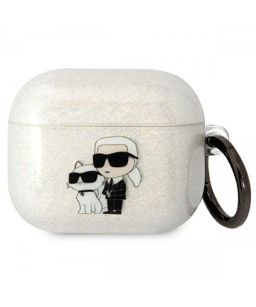Karl Lagerfeld KLA3HNKCTGT Airpods 3 cover transparent Gliter Karl&Choupette