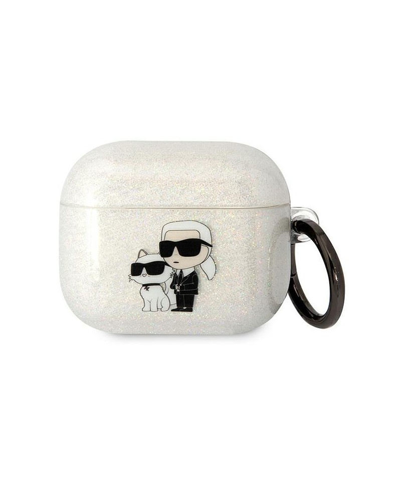 Karl Lagerfeld KLA3HNKCTGT Airpods 3 cover transparent Gliter Karl&Choupette