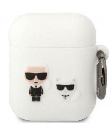 Karl Lagerfeld KLACA2SILKCW AirPods 1/2 cover white/white Silicone Karl & Choupette
