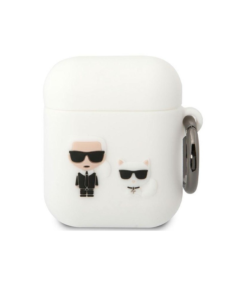 Karl Lagerfeld KLACA2SILKCW AirPods 1/2 cover white/white Silicone Karl & Choupette