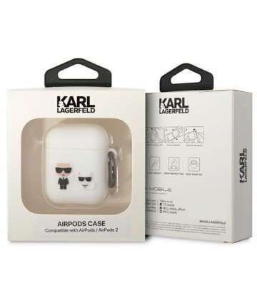 Karl Lagerfeld KLACA2SILKCW AirPods 1/2 cover white/white Silicone Karl & Choupette
