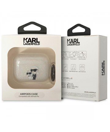 Karl Lagerfeld KLAPHNKCTGT Airpods Pro cover transparent Gliter Karl&Choupette