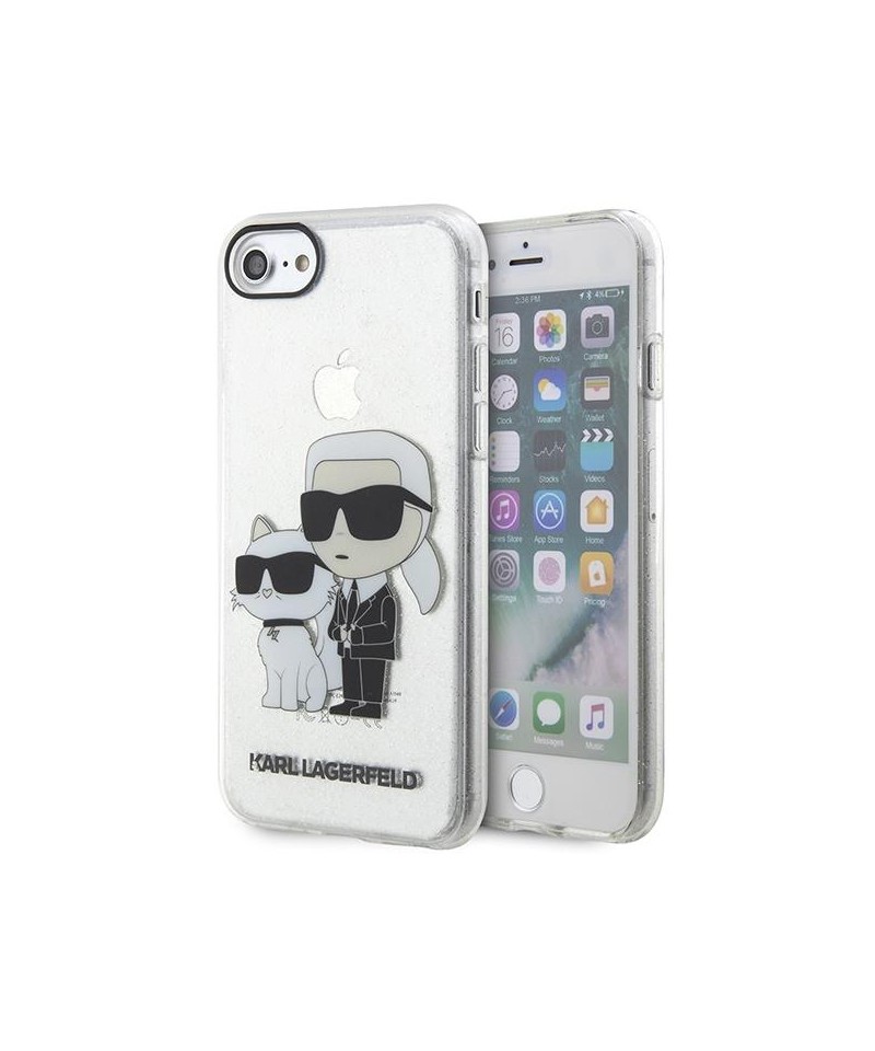 Karl Lagerfeld KLHCI8HNKCTGT iPhone 7/8/ SE 2020 / SE 2022 transparent hardcase Gliter Karl&Choupette