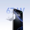 Joyroom JR-TCL06 67W GaN Wall Charger with Built-in Retractable USB-C Cable - White