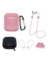 Set of AirPods 2 / AirPods 1 silicone case + case / ear hook / neck strap / watch strap holder / carabiner - blue