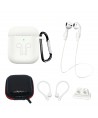 Silicone Case Set for AirPods 2 / AirPods 1 + Case / Ear Hook / Neck Strap / Watch Strap Holder / Carabiner - White