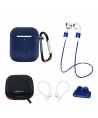 Set of AirPods 2 / AirPods 1 silicone case + case / ear hook / neck strap / watch strap holder / carabiner - pink