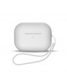 Silicone case for AirPods 1 / AirPods 2 + wrist strap lanyard - white