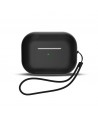 Silicone case for AirPods 1 / AirPods 2 + wrist strap lanyard - black