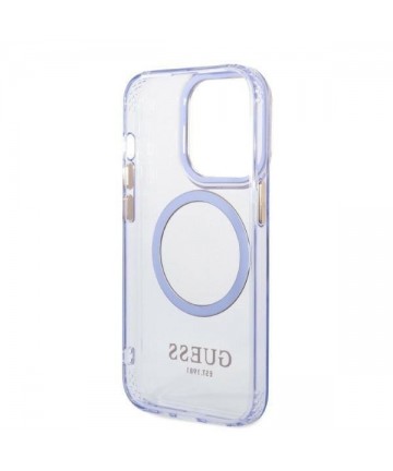 Guess GUHMP14LHTCMU iPhone 14 Pro 6.1" purple/purple hard case Gold Outline Translucent MagSafe