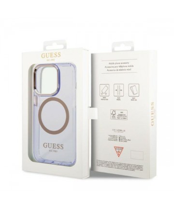 Guess GUHMP14LHTCMU iPhone 14 Pro 6.1" purple/purple hard case Gold Outline Translucent MagSafe