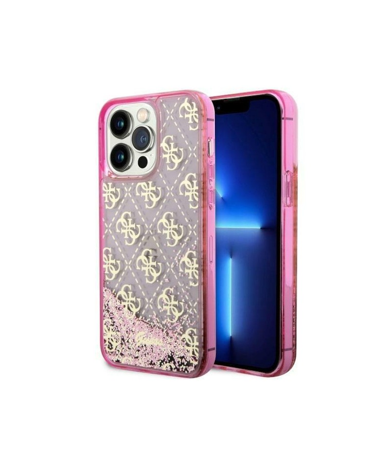 Guess GUHCP14LLC4PSGP iPhone 14 Pro 6.1" pink/pink hardcase Liquid Glitter 4G Transculent