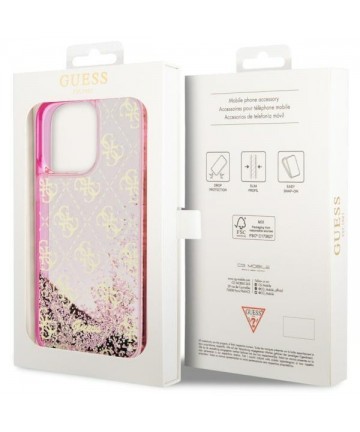 Guess GUHCP14LLC4PSGP iPhone 14 Pro 6.1" pink/pink hardcase Liquid Glitter 4G Transculent