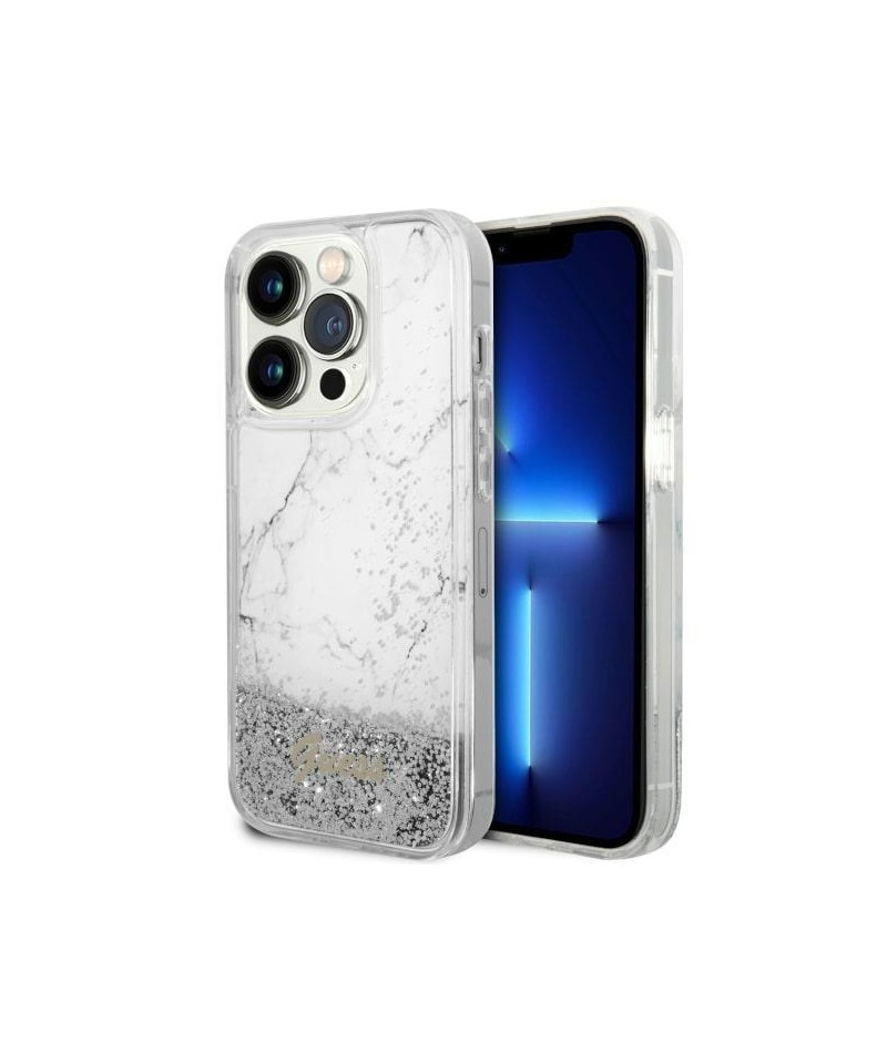 Guess GUHCP14LLCSGSGH iPhone 14 Pro 6.1" white/white hardcase Liquid Glitter Marble