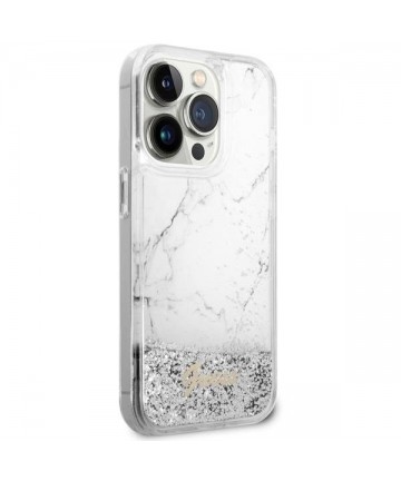 Guess GUHCP14LLCSGSGH iPhone 14 Pro 6.1" white/white hardcase Liquid Glitter Marble