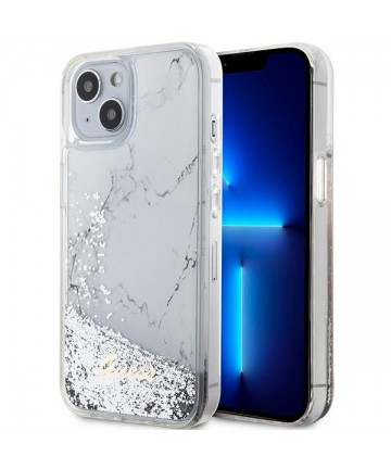 Guess Liquid Glitter Marble case for iPhone 14 - white
