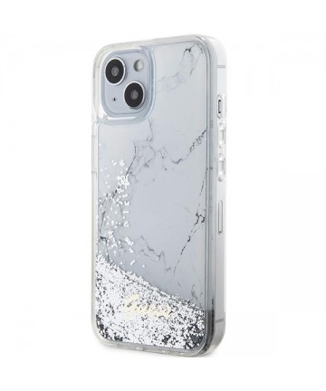 Guess Liquid Glitter Marble case for iPhone 14 - white