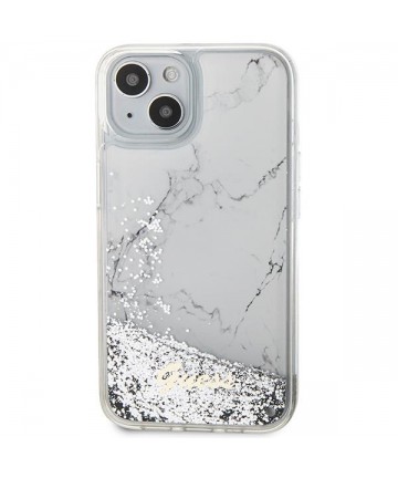Guess Liquid Glitter Marble case for iPhone 14 - white
