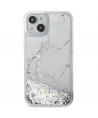 Guess Liquid Glitter Marble case for iPhone 14 - white