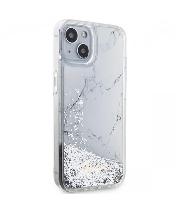 Guess Liquid Glitter Marble case for iPhone 14 - white