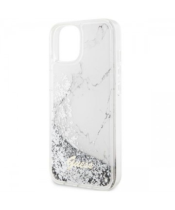 Guess Liquid Glitter Marble case for iPhone 14 - white