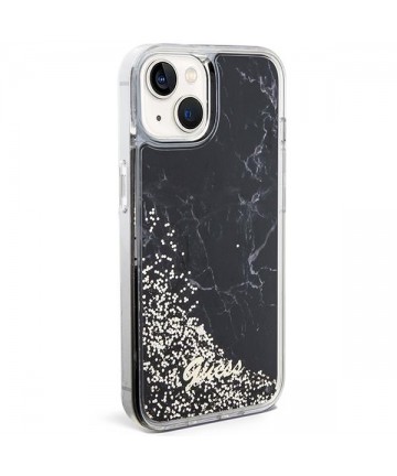 Guess Liquid Glitter Marble case for iPhone 14 - black