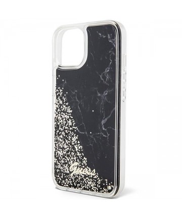 Guess Liquid Glitter Marble case for iPhone 14 - black