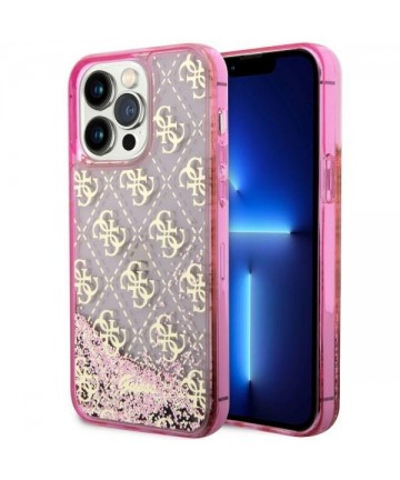 Guess GUHCP14XLC4PSGP iPhone 14 Pro Max 6.7" pink/pink hardcase Liquid Glitter 4G Transculent