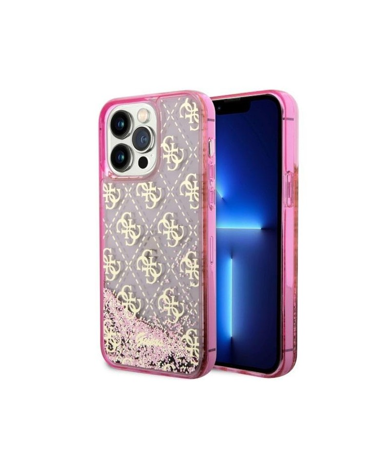 Guess GUHCP14XLC4PSGP iPhone 14 Pro Max 6.7" pink/pink hardcase Liquid Glitter 4G Transculent