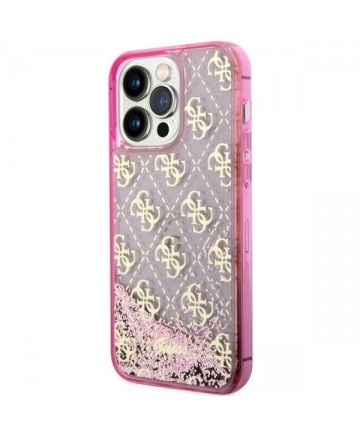 Guess GUHCP14XLC4PSGP iPhone 14 Pro Max 6.7" pink/pink hardcase Liquid Glitter 4G Transculent
