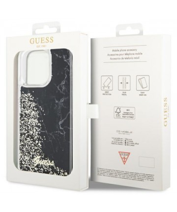 Guess GUHCP14XLCSGSGK iPhone 14 Pro Max 6.7" black/black hardcase Liquid Glitter Marble