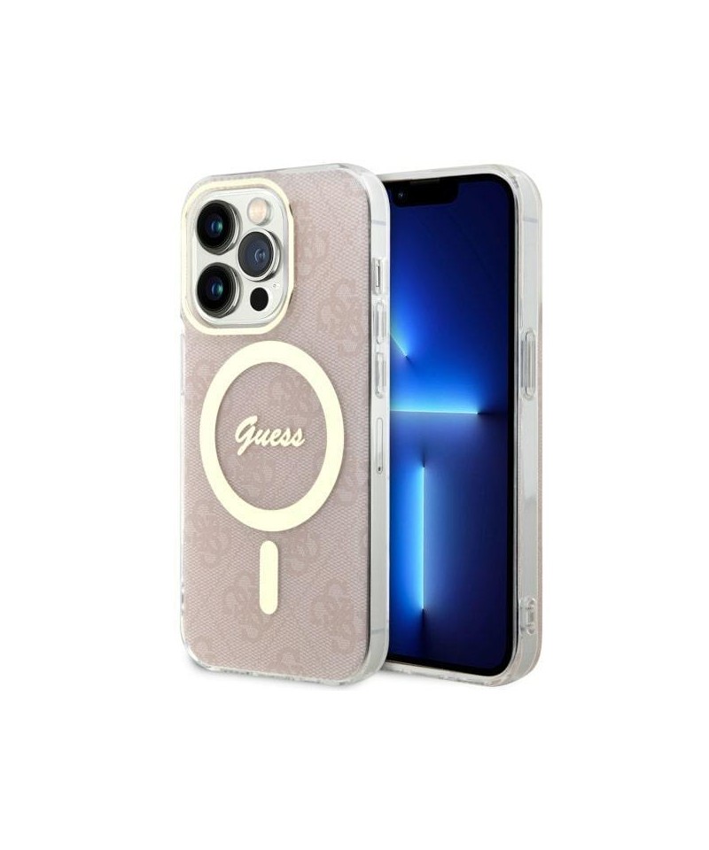 Guess GUHMP14LH4STP iPhone 14 Pro 6.1" pink/pink hardcase 4G MagSafe